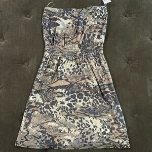 Aqua animal print tube style dress with elastic waste size Large NWT